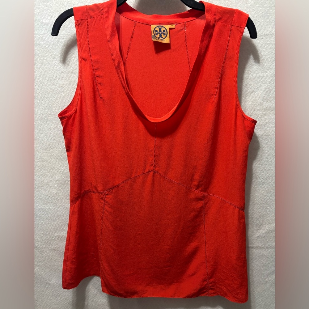 Tory Burch Silk Orange 12 Coastal Lagum Shirt